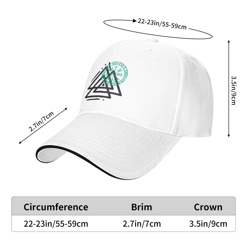 Vegvisir Valknut Viking's Symbol Nordic Sandwich Baseball Cap Polyester Norse Mythology Sun Cap Outdoor Adjustable Adult Hats