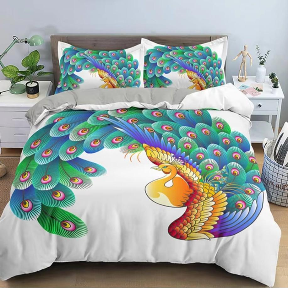 Colorful Feather Duvet Cover Set Bedding Set 3-piece Duvet Cover Set