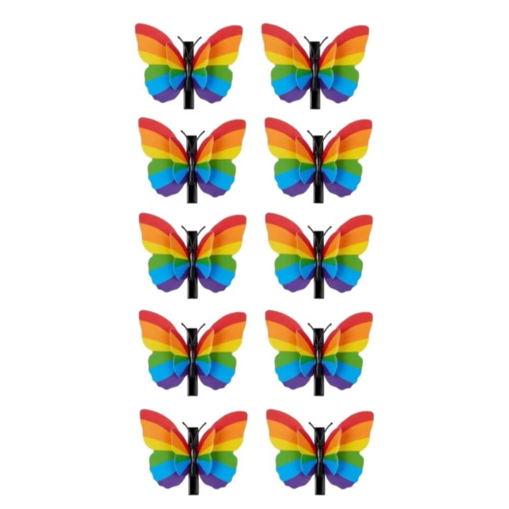 10Pcs/Set Colorful Butterfly Rainbow Hairpin 3D Butterfly Headpiece Holiday Decor No Spring