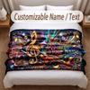 Music General Theme Soft Blanket Personalized Custom Name Text Print Warm Blanket Home Sofa Bedroom Decor