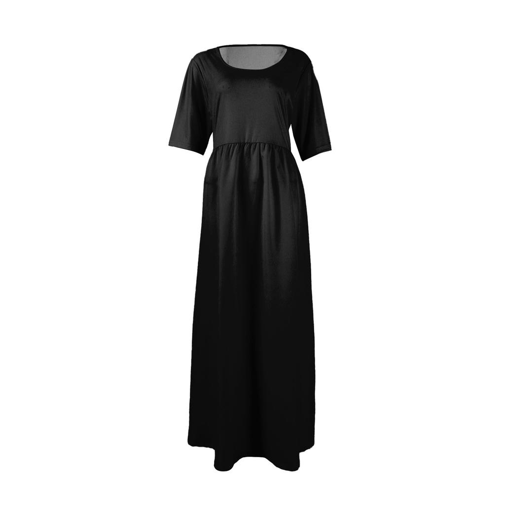 Women's Fashion Casual Short Sleeve Round Neck Splicing Elegant Temperament Dress