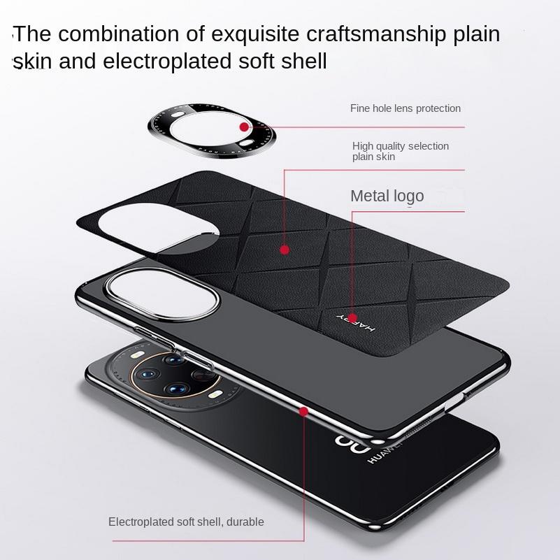 Luxury Plain Leather + Camera Lens Protection Case For Huawei Nova14 Ultra Nova 14 Pro 13 12 Ultra Hard Slim Good Texture Cover