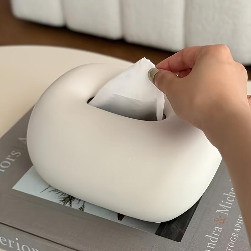 Modern minimalistisk svartvit keramisk näsdukslåda - Snygg dekorativ näsdukshållare med elegant design för vardagsrum