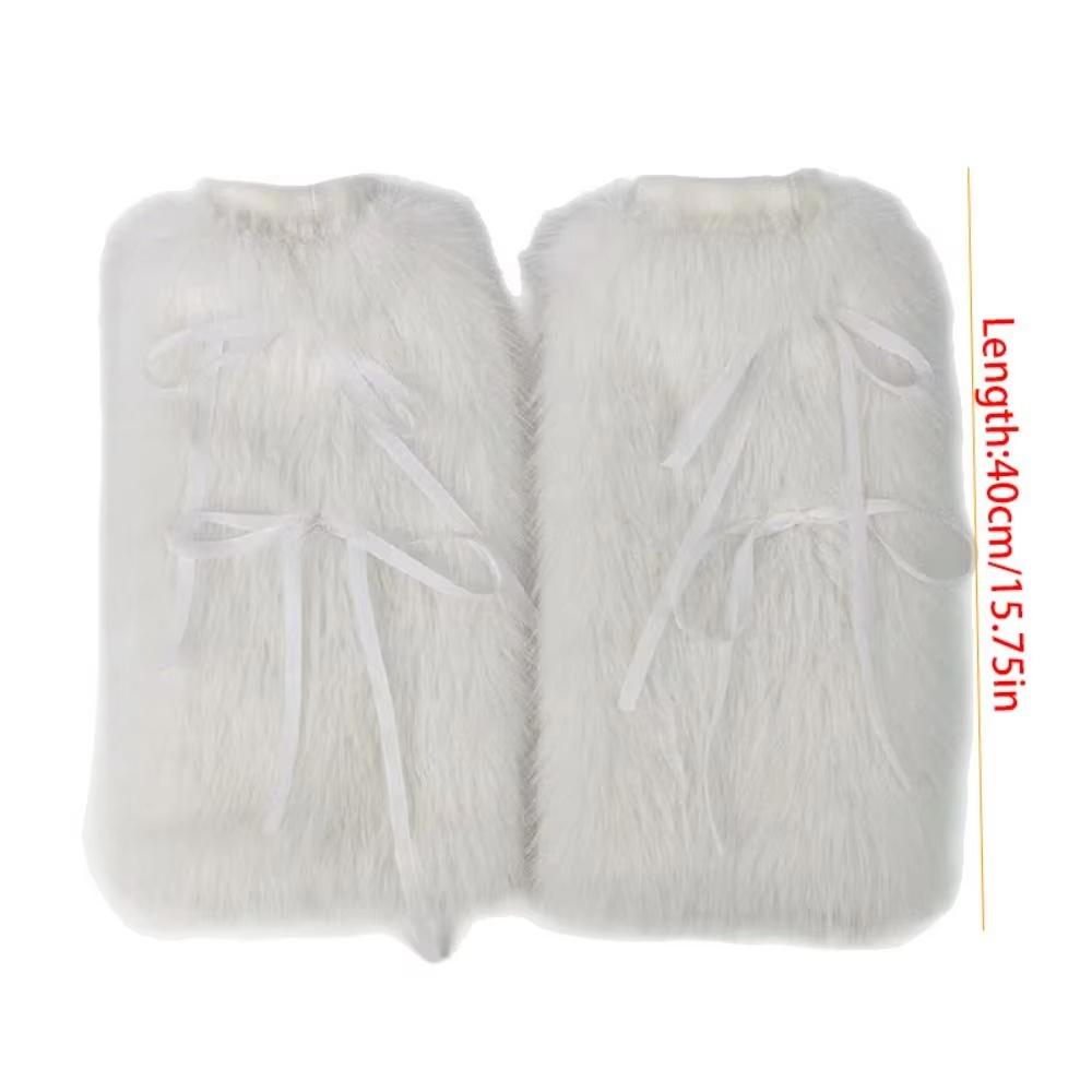 Solid Color Faux Fur Furry Leg Warmers Y2k Spicy Girl Lace Up Leg Warmers Foot Cover Warm Women's Stockings Fall Winter
