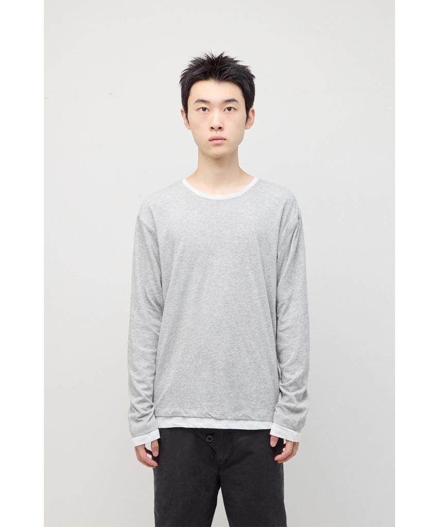 HATCHINGROOM Two Face Ringer Tee M.Grey/White