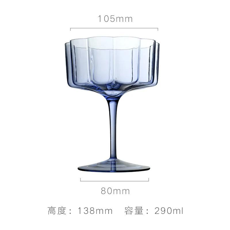 Colorful Lace Crystal Glass Ice Cream Bowl Petal Goblets Creative Cocktail Glasses For Parties And Special Occasions
