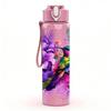 1PC Purple Parrot Tropical Bird Art Print 750ml Color Plastic Sports Water Bottle Leakproof Flip Straw Lid Suitable for Sports Office Home Use