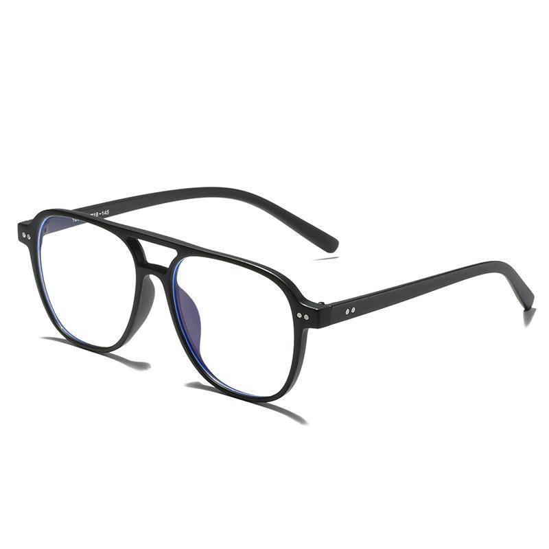 Double Beam Pilot Glasses Frame Anti-Blue Transparent Frame Tr90 Glasses Men'S And Women'S Rivets Decorative Flat Glasses