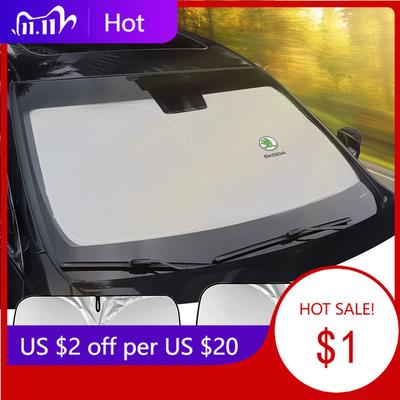 AAABO1 Car Sticker 2025 New Car Front Windshield Sun Visor Foldable Sun Shade Cover For S Fabia 2 Superb 2 3 Octavia 2 A7 A5 Rapi