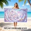 Cat Theme Soft Beach Towel Personalized Custom Name Text Towel Portable for Beach Pool Travel