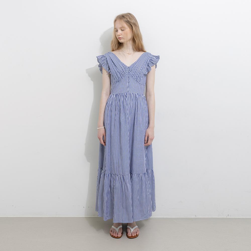 Wednesday Delight Wd_Blue Vertical Stripes Dress