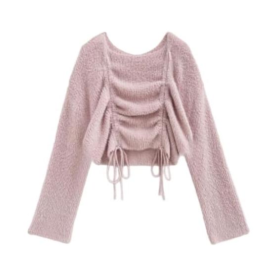 Drosted Feather Knit Tops [tu1498] GRL Pink Spring Knit