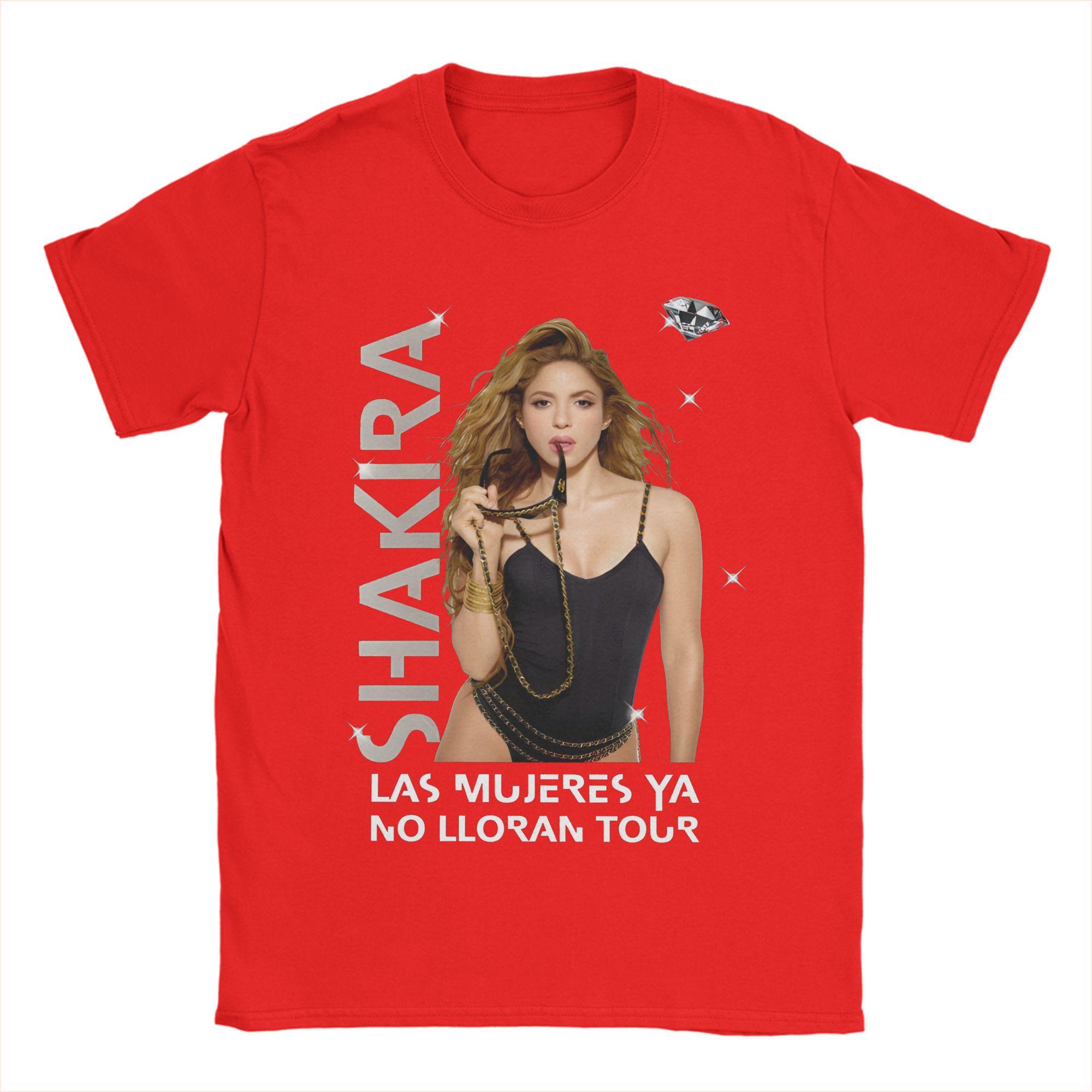 

Vintage Las Mujeres No lloran Shakira TShirts Unisex Crew Neck Cotton T Shirt Short Sleeve Tees Summer Tops S