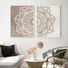 Boho Wall Art Print Canvas Painting Mandala Floral Beige Neutral Colors Poster Picture Zen Yoga Living Room Home Interior Decor