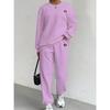 Women Fashion Casual Two Piece Set Long Sleeve Jacquard Sweatshirt And Long Pants
