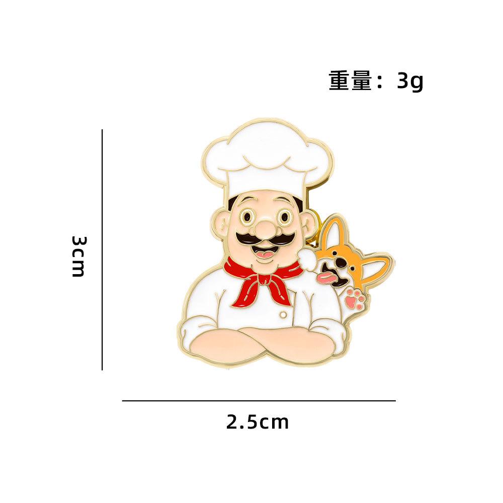 

New Cartoon Badges Cute Anime Characters Pet Cat with Chef Alloy Brooch Chef and Dog