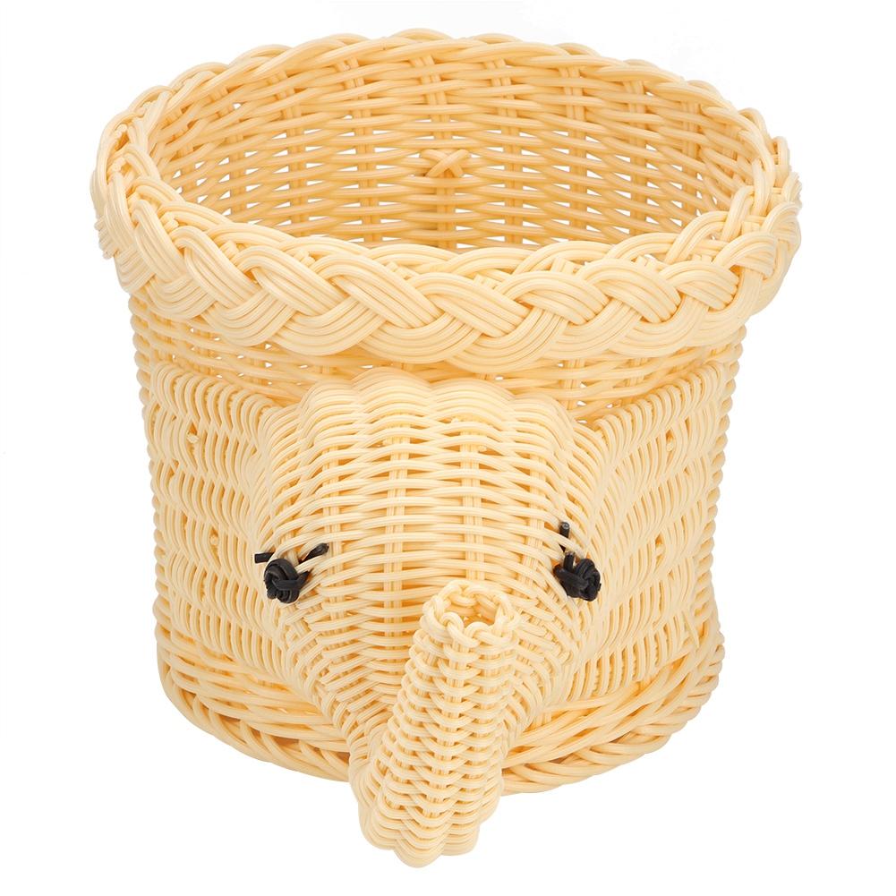 Cartoon Elefantenform Rattan Brot Obst Snacks Aufbewahrungskörbe Lebensmittel Servierkörbe(Braun)