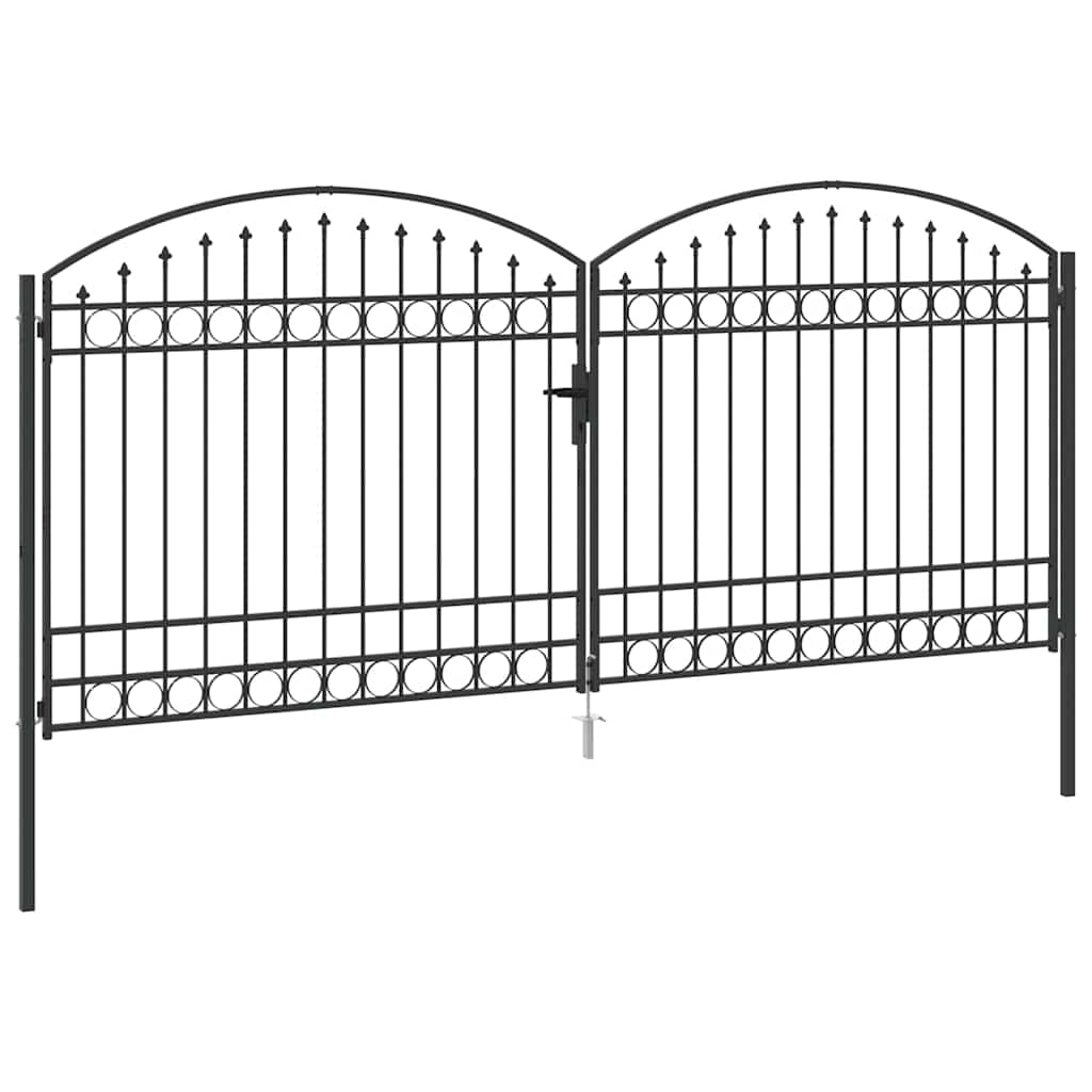 Fence Gate ASSEN 401 X 224.5 Cm Steel Gray Lockable