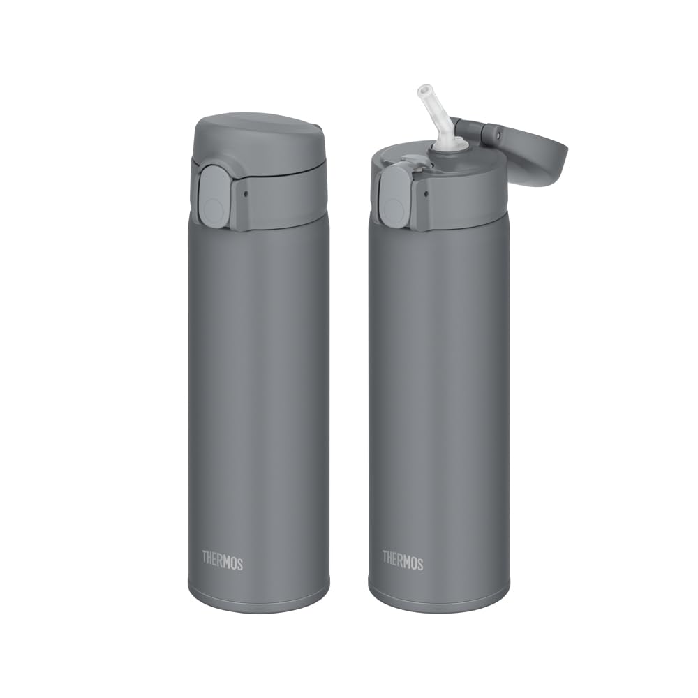 Thermos Vacuum Insulated Straw Dark Keeps Drinks Cold DGY Bottle, 510ml, Gray, Only, FKA-500