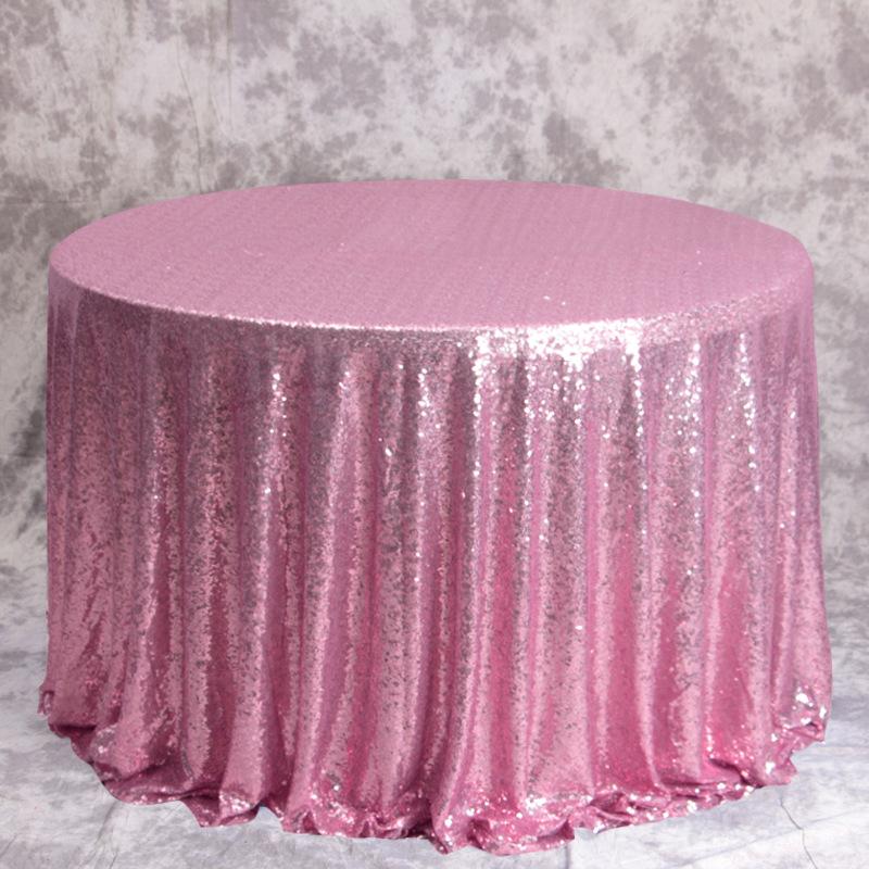 Round Rose Gold Sequin Tablecloth Glitter Table Cloths for Birthday Wedding Bridal Baby Shower Party Decorations