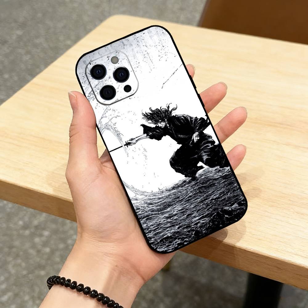 Miyamoto V-Vagabond M-Musashi Phone Case For iPhone 17,16,15,14,13,12,11 Plus,Pro Max,XS,Soft Silicone Black Cover iPhone15promax