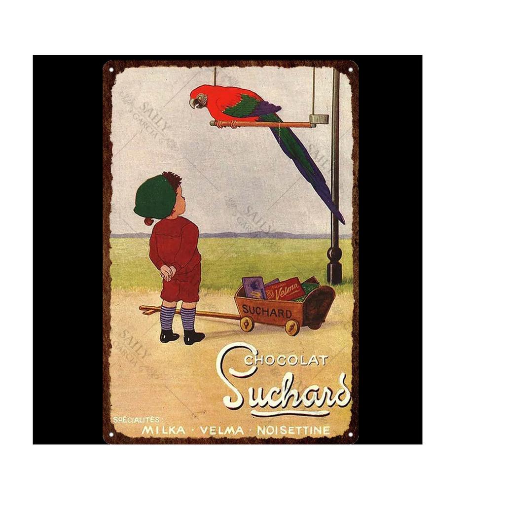 Vintage Chokladaffisch Godis Metallskylt Reklam Vägg Bar Hem Konst Kök Butik Retro Dekor Metall Väggmålning Dekoration