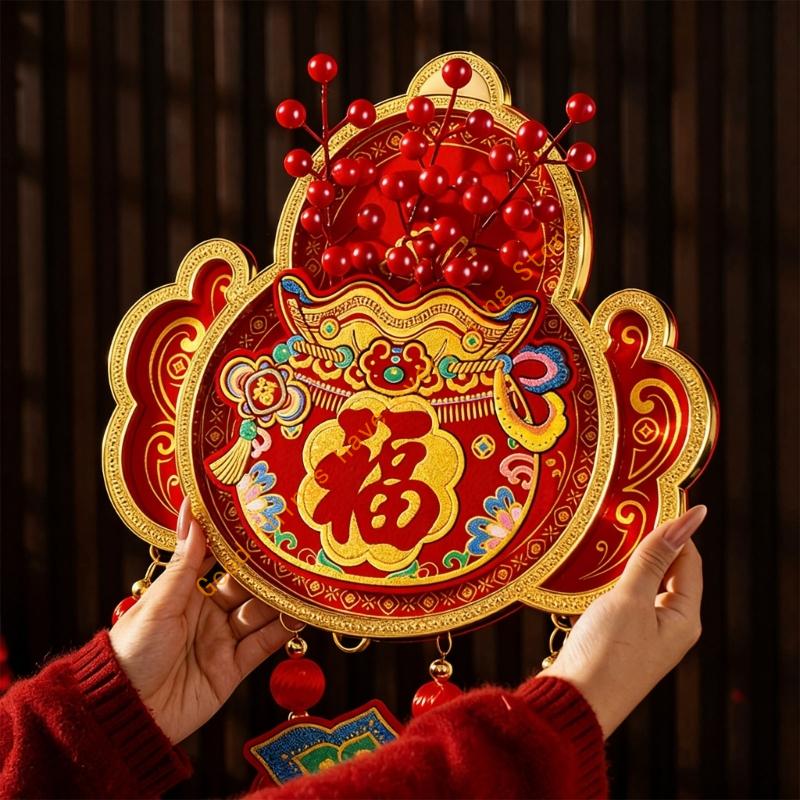 High Quality Velvety Plastic Combination Hanging Decors for Chinese New Year Spring Festival Multiple Scene Use 55KF