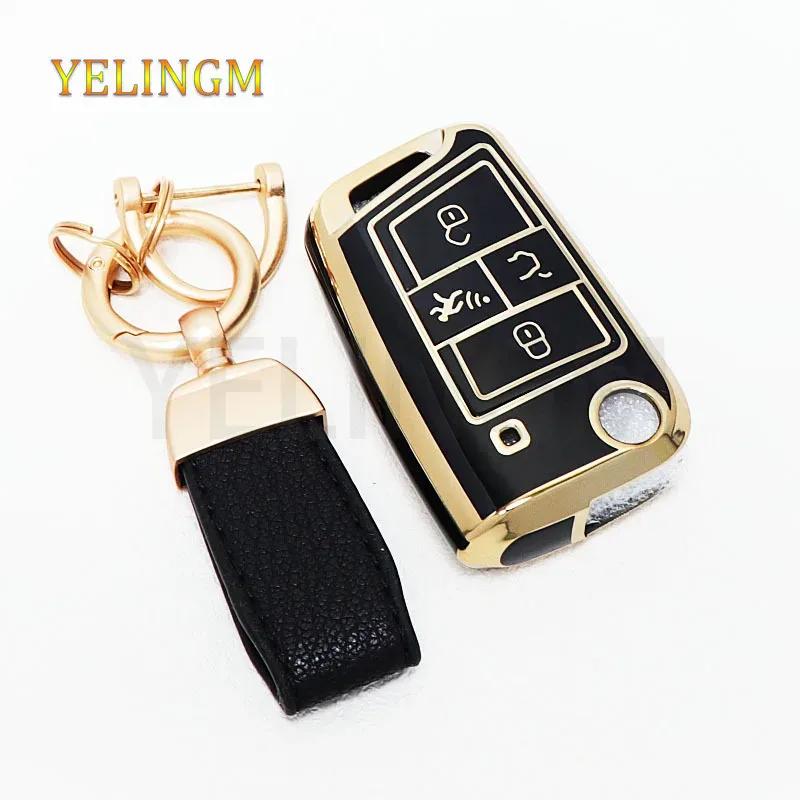 For Vw Volkswagen Golf 7 Mk7 Tiguan Mk2 Seat Ateca Leon Fr Ibiza Skoda Octavia Kodiaq 4 Buttons New Tpu Car Key Case Cover Shell
