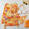 Swimsuit 1011 New European and American Fashion Printed Beach Dress Bikini Four-piece Swimsuit Women's