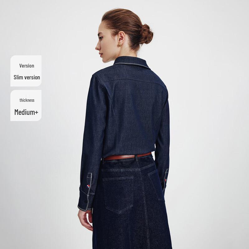Navigare Women's Sculpted Waist Denim Long Sleeve Shirt