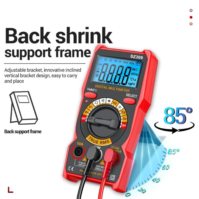 SZ309 Voltage Current Tester 1999 Counts Multimeter Multi Tester with Backlit Buzzer Ohmmeter Voltmeter