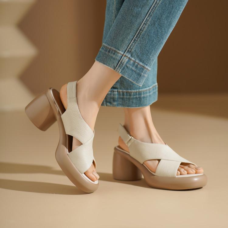 

Small height-increasing platform sandals women s 2025 summer new thick-heeled open-toed cross-strap high-heeled Roman women s shoes 35