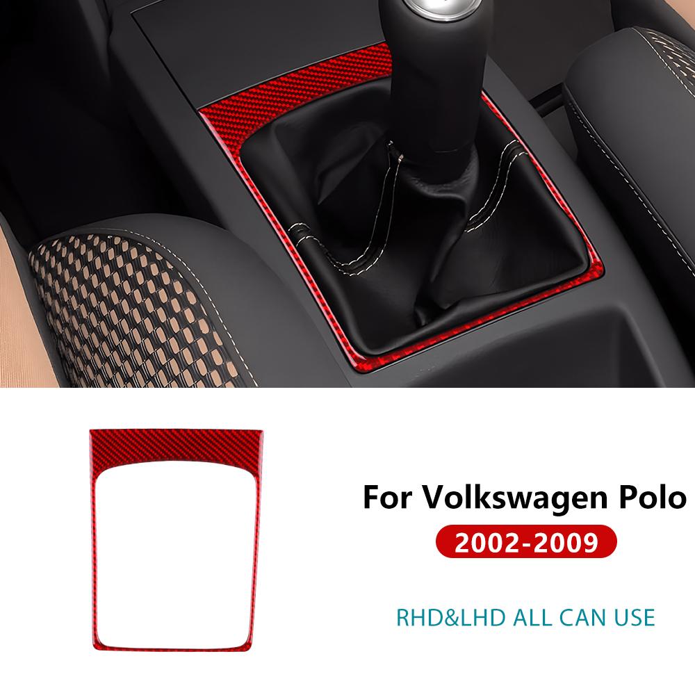 Real Soft Carbon Fiber Sticker For Volkswagen Polo 2002 2003 2004 2005 2006 2007 2008 2009 Car Manual Gear Shift Outer Frame