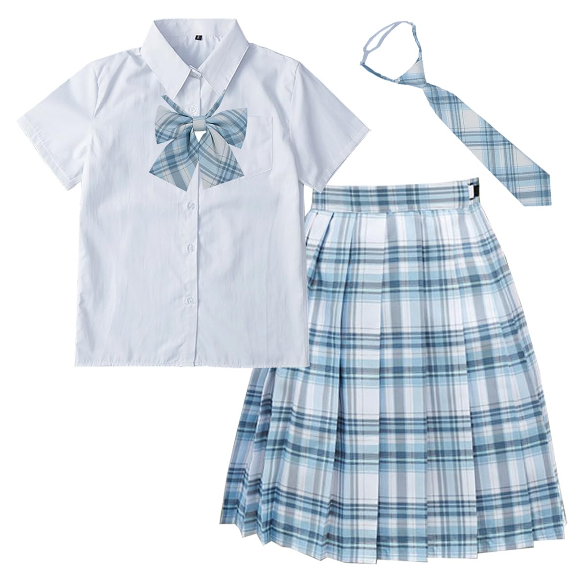 

Uniform JK JK Length High School Girl Short Sleeve Top and Bottom Square White School Photo Amusement School Cultural Graduation Ceremony [SYRHSYB]