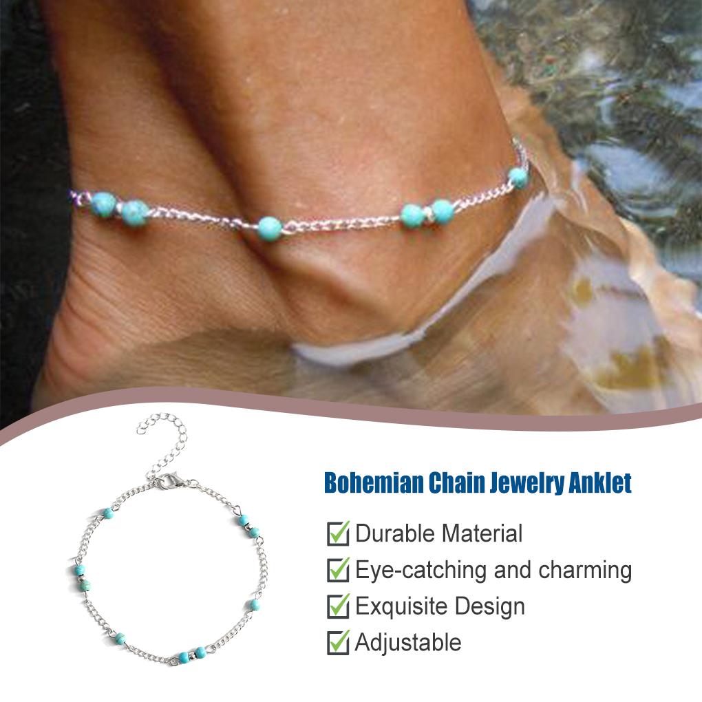 Anklets Layered Beaded Adjustable Simple Style Universal Aesthetic Jewelry Fashion Accessory Ankle Bracelets for Women Girls