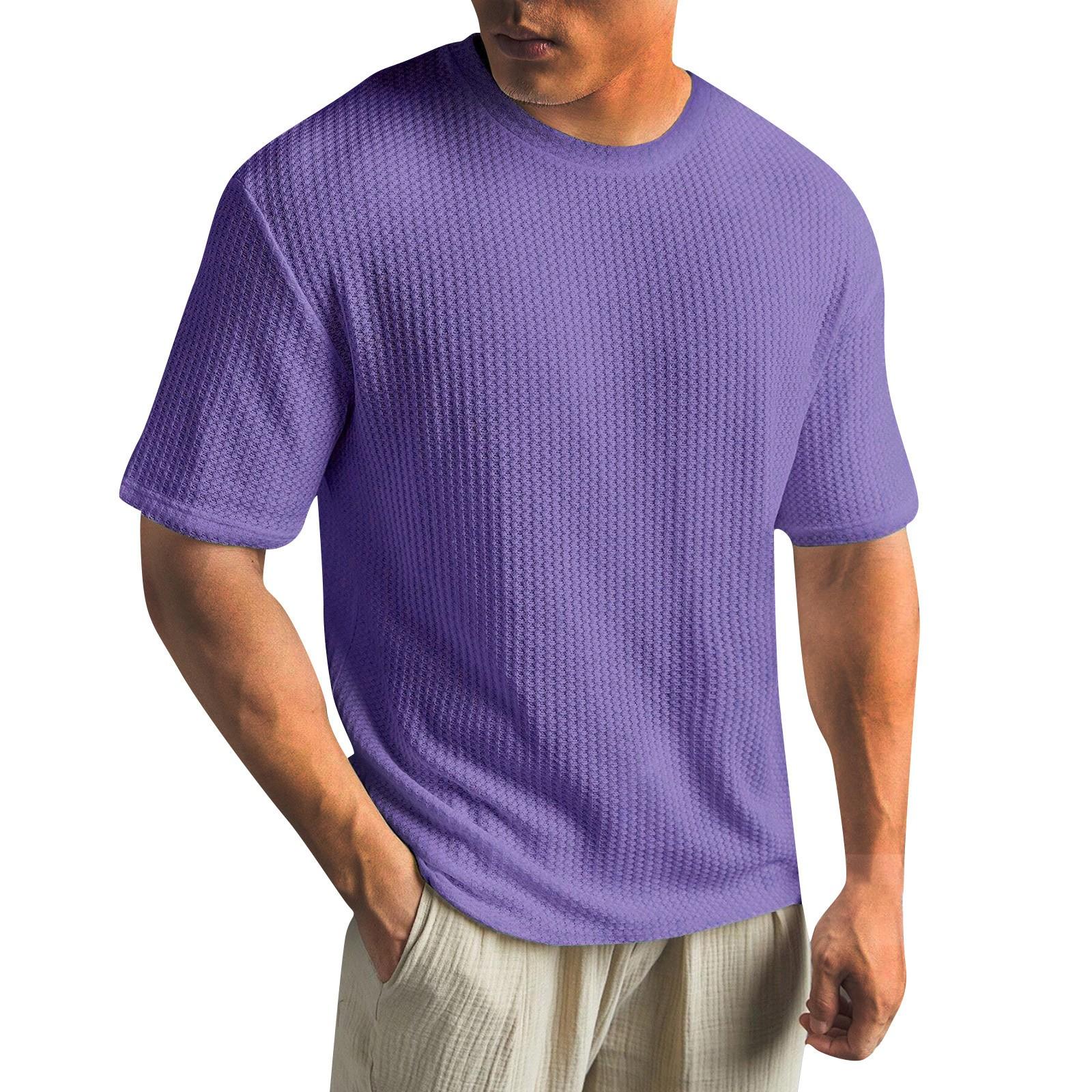 

Men s Casual And Fashionable -color T-shirt With Round Neck And Short Sleeves XXXL фіолетовий