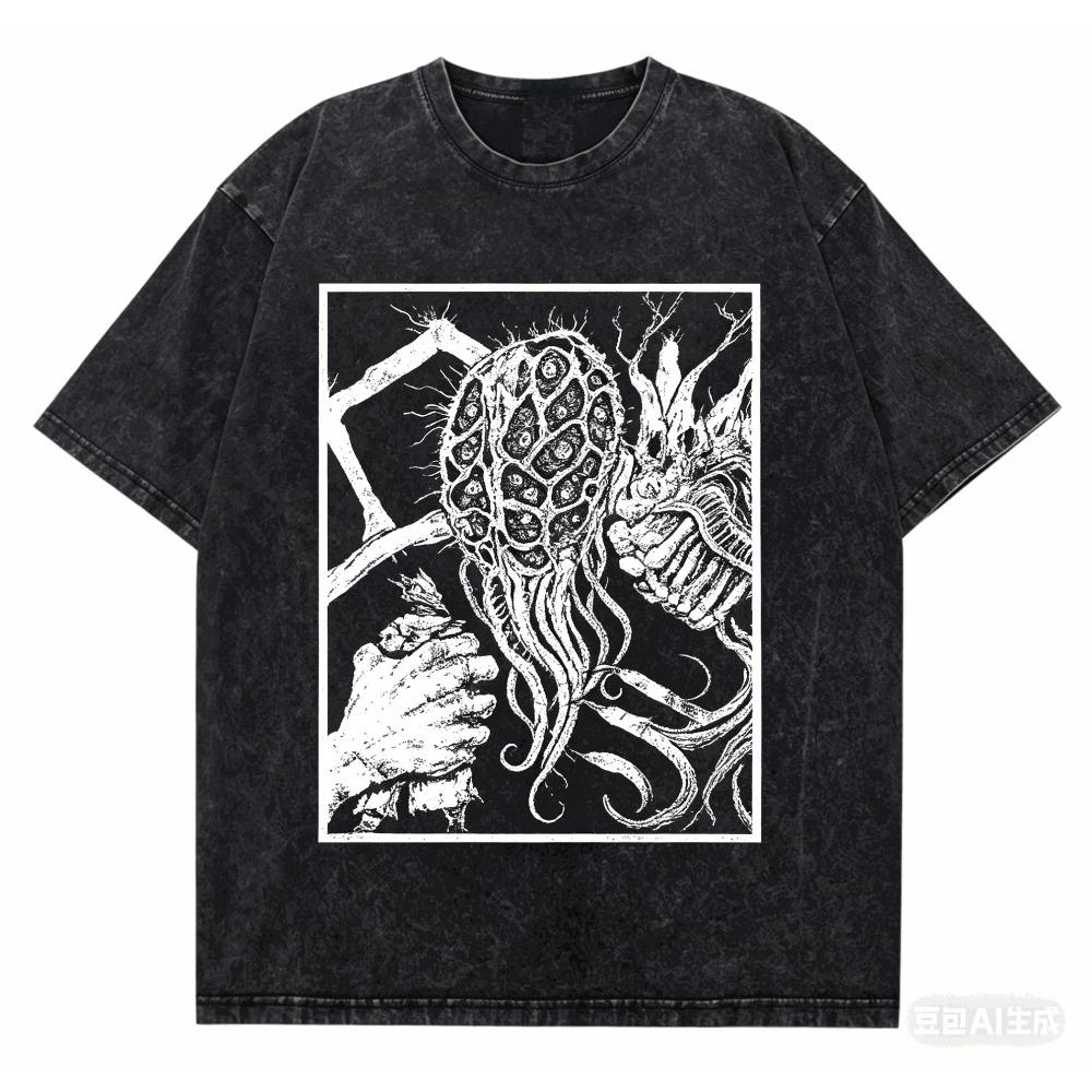 Bloodborne Washed T-shirt Personality Clothes New Model Anime T-shirt Year Round Clothing Couples Plus Size Unisex Classic