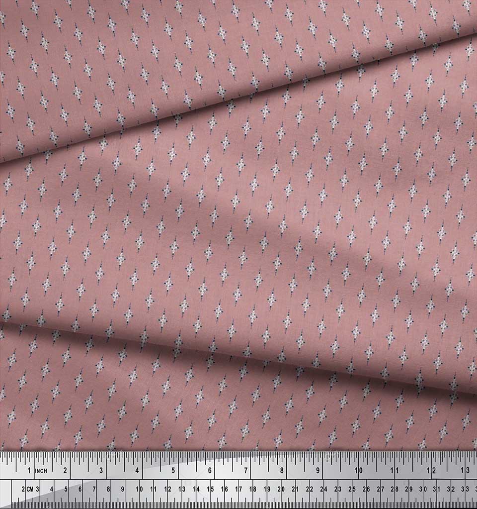 Soimoi Japan Crepe Satin Fabric Dot & Leaves Small Motif Shirting Print Fabric by the Metre 42 Inch