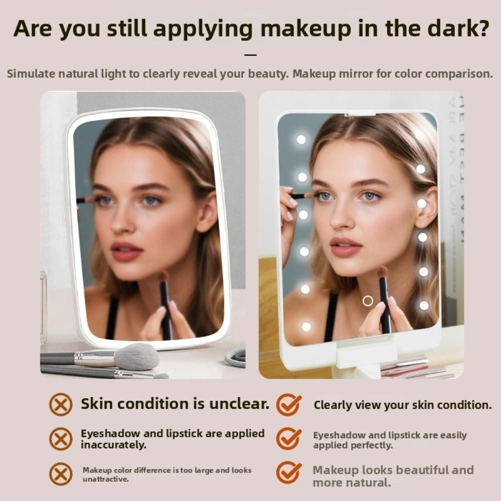 with Adjustable Brightness LED Light Travel LED Makeup Mirror Case
