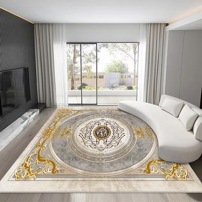 Large Size Luxury Golden Carpet Living Room Decoration Home Sofa Table Beside Rug Bedroom Hotel Hall Non-slip Floor Mat Washable