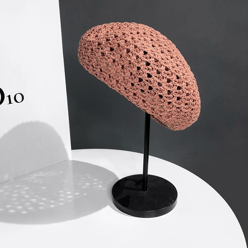 Lace Knit Bohemian Beret - Breathable Summer Pumpkin Hat for Women Unisex Artistic Travel Cap