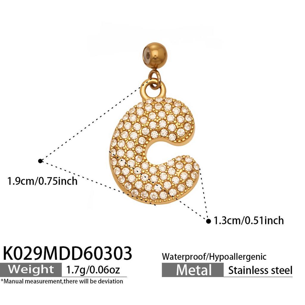 18K Gold-Plated Zircon Alphabet Pendant Necklace – Elegant European & American Style Jewelry