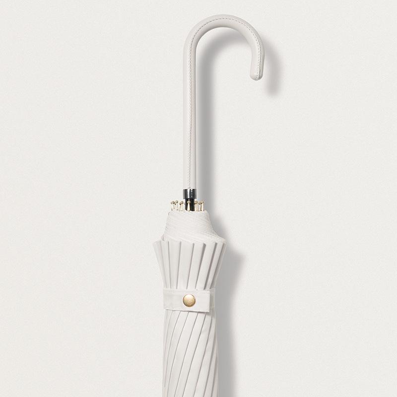 Japan Fashion Fresh Long Handle Umbrella Double Straight Umbrella Women Simple 16-Bone Reinforced Curved Handle Umbrella Printable Logo