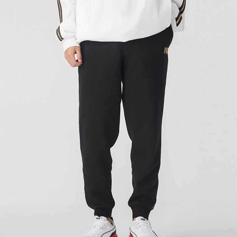 Puma Metallic Nights Tape Logo Knit Joggers Men Bottoms Black 587142-01