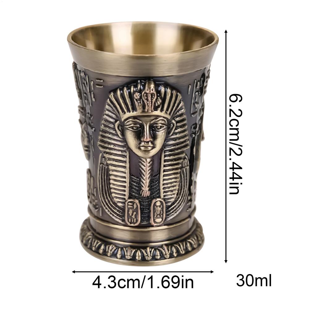 

Vintage Egyptian Style Shot Glass 30ml Metal Pharaoh Tutankhamun Creative Wine Shot Glass For Tequila Vodka Cocktails Whiskey