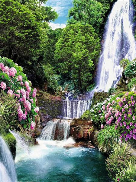 Square/round Diamond Painting Mosaic Waterfall Scenery Home Decor Diamond Embroidery Natural Mountain Landscape Picture