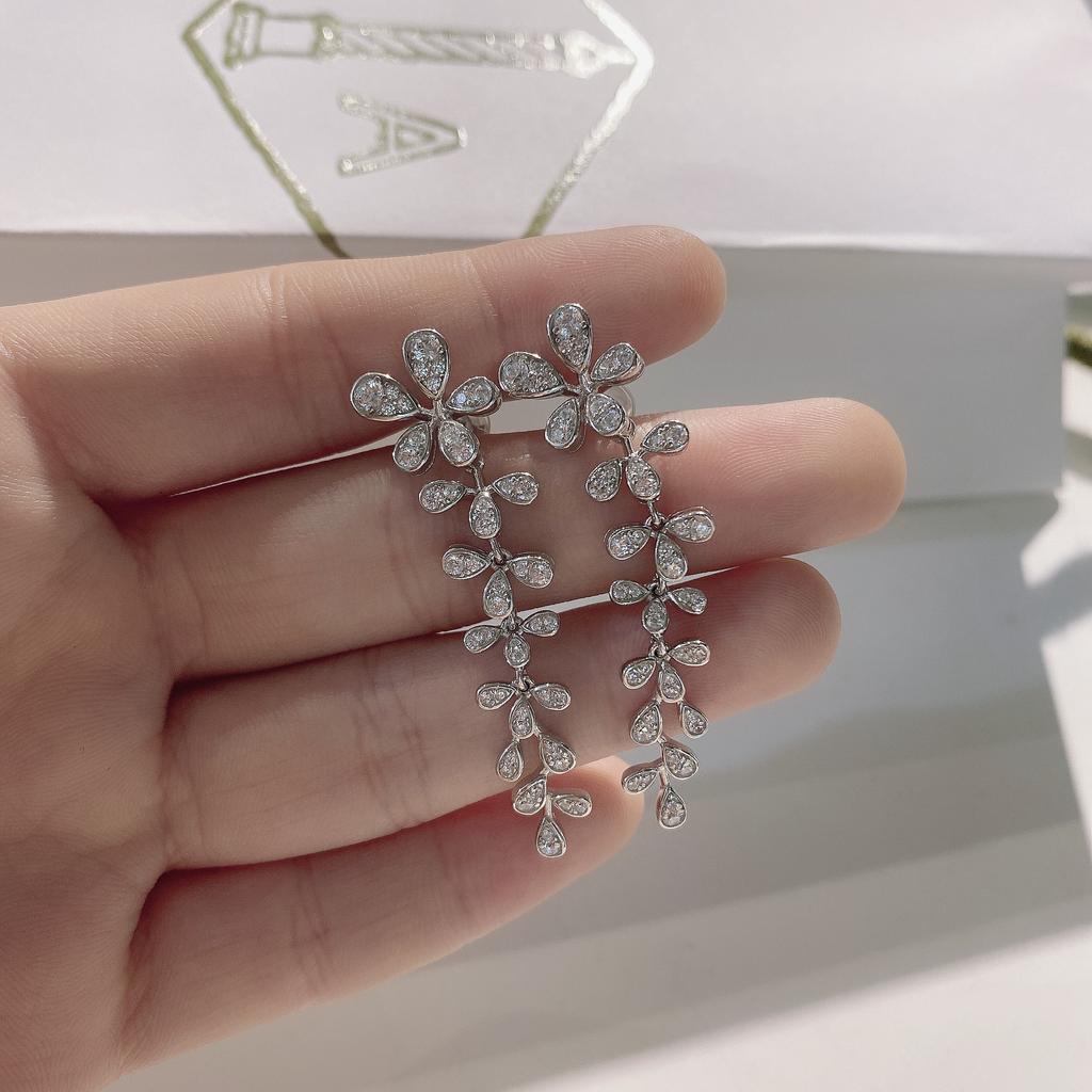 Gica Gema Pendientes de diamantes con alto contenido de carbono Plata de ley 925 Pendientes colgantes de 47 mm Diseño único Joyería fina romántica Regalos de fiesta de bodas Nueva tendencia