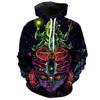 Cosmic Elephant Myth Fleece Hoodie, Men's Thick Warm Autumn Winter Sweatshirt, Space Background Elephant Deity Print Pullover for Culture Art Fans
