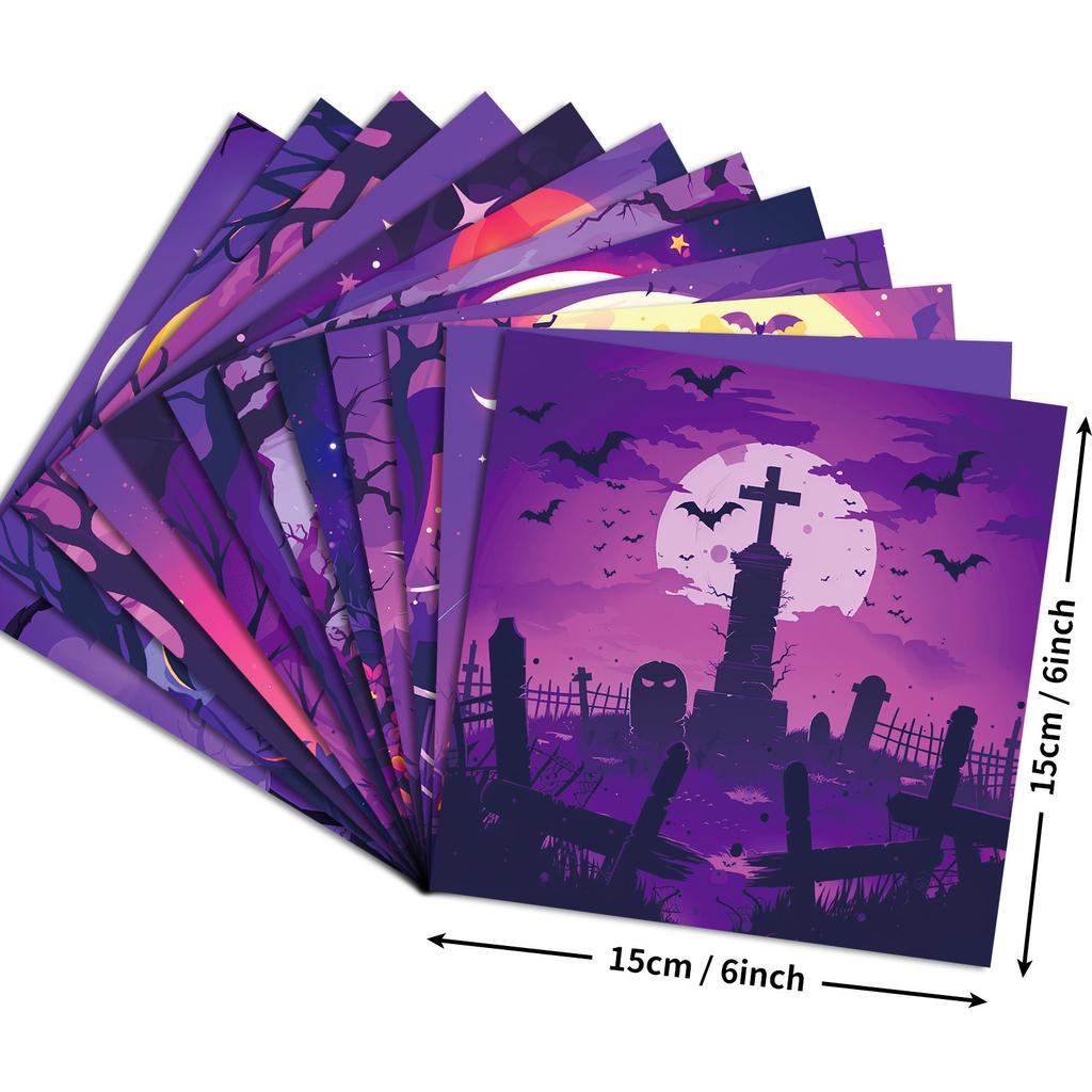12 Purple Dream Halloween Material Paper Witch Castle Diy Handbook Scrapbook Collage Backing Paper Material