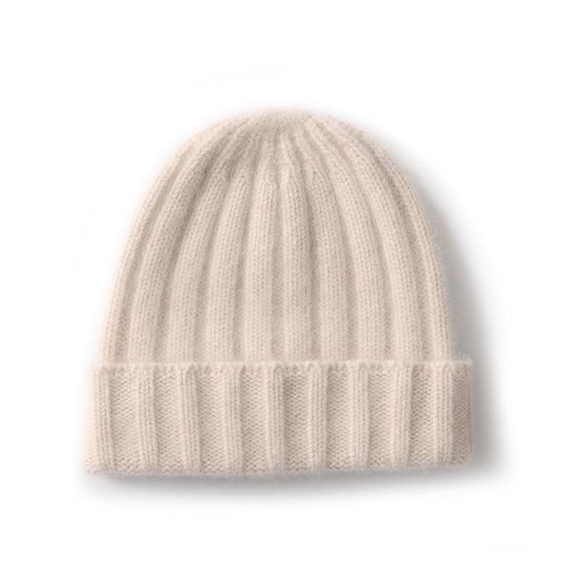 Women s 100% Pure Cashmere Thick Knit Striped Hat - Autumn/Winter Warm Collection One Size